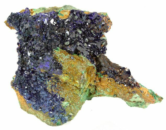 Azurite Crystal Cluster with Malachite - Laos #56048